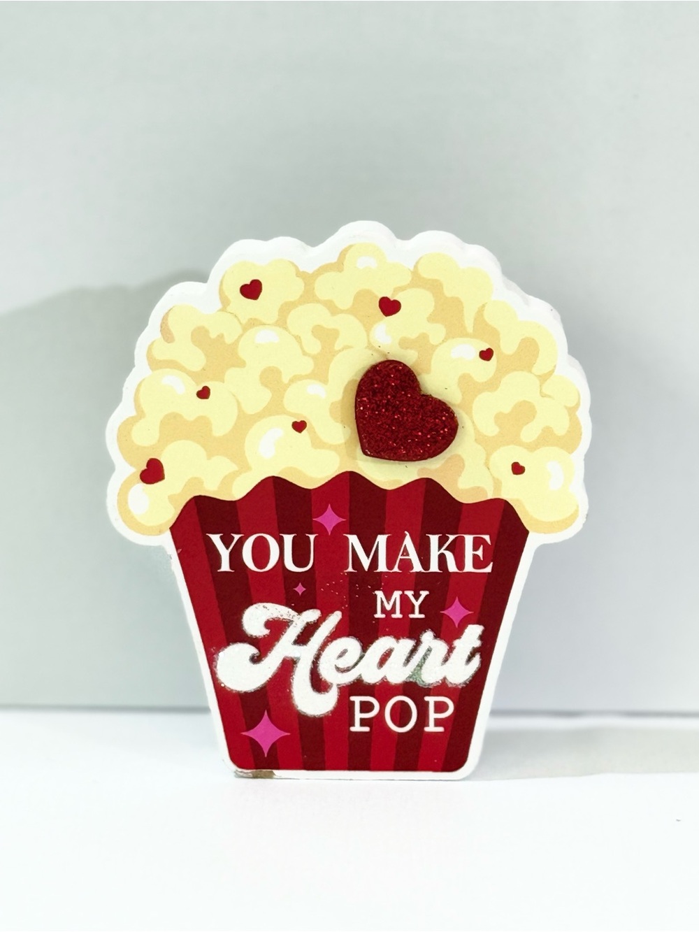 Hobby Lobby Red & Yellow Popcorn Heart Wood Block decor piece